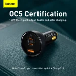 Baseus 160W Car Charger – QC5 Fast Charging with Multi-Port USB Adapter