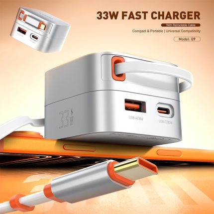 Ldnio Q9 33W Fast Charger with Retractable Cable
