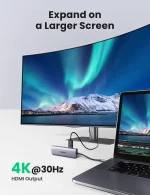 UGREEN 6-in-1 USB-C Multiport Hub with a sleek aluminum housing - Image 5