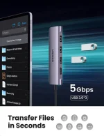 UGREEN 6-in-1 USB-C Multiport Hub with a sleek aluminum housing - Image 6