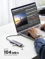 UGREEN 6-in-1 USB-C Multiport Hub with a sleek aluminum housing - Image 7
