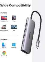 UGREEN 6-in-1 USB-C Multiport Hub with a sleek aluminum housing - Image 3