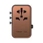 Momax 1-World+ 25W 3-Port Travel Charger with Built-In USB-C Cable for Global Travel - Image 3