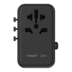 Momax 1-World+ 25W 3-Port Travel Charger with Built-In USB-C Cable for Global Travel - Image 4