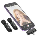 Hoco L15 Type C & Lightning Dual Mic Lavalier Wireless Microphone Black