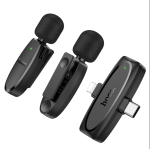 Hoco L15 Type C & Lightning Dual Mic Lavalier Wireless Microphone Black - Image 3