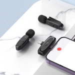 Hoco L15 Type C & Lightning Dual Mic Lavalier Wireless Microphone Black - Image 5